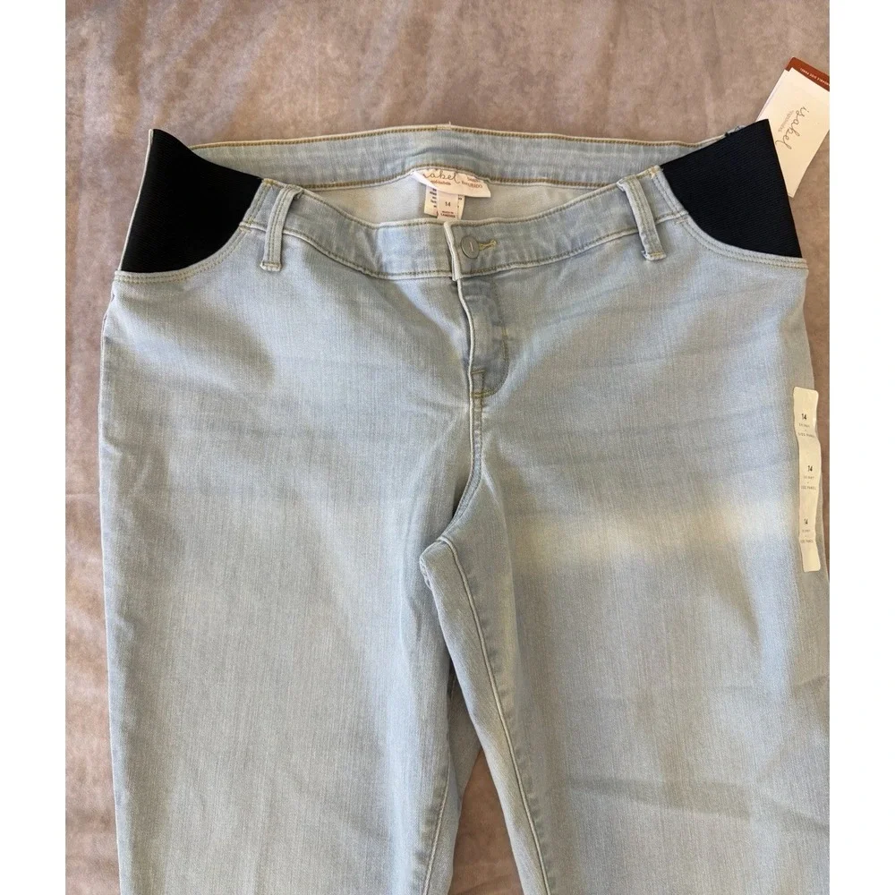 Ingrid & Isabel Maternity‎ Skinny Jeans 14 Light Wash Stretch Blue Denim NWT